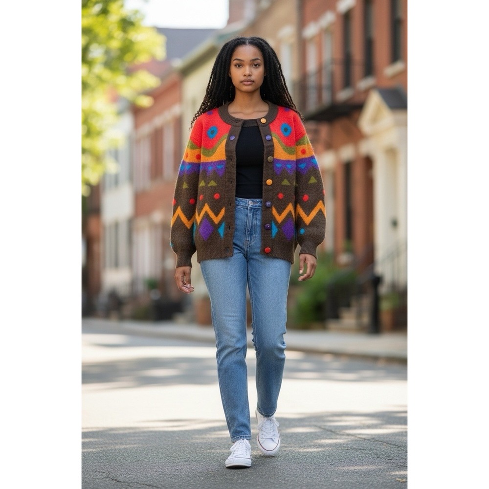 Vintage I.B. Diffusion Sport Angora Lambswool Cropped Cardigan Small
